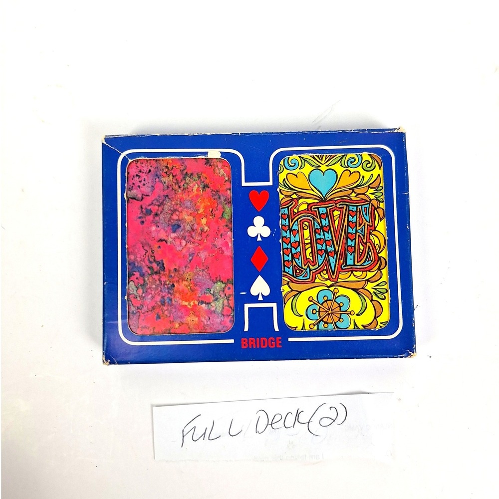Vintage Arrco Bridge Playing Cards Double Deck Love Pop Art Psychedelic 1970s